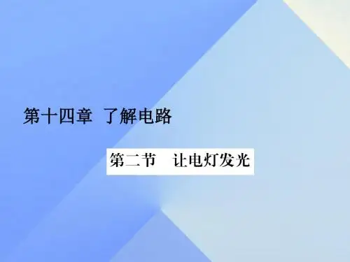 九年级物理全册_第14章 了解电路 第2节 让电灯发光(习题)课件 (新版)沪科版