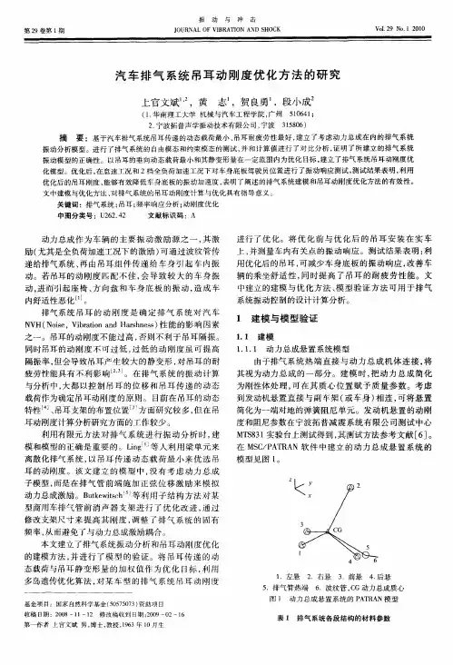 汽车排气系统吊耳动刚度优化方法的研究