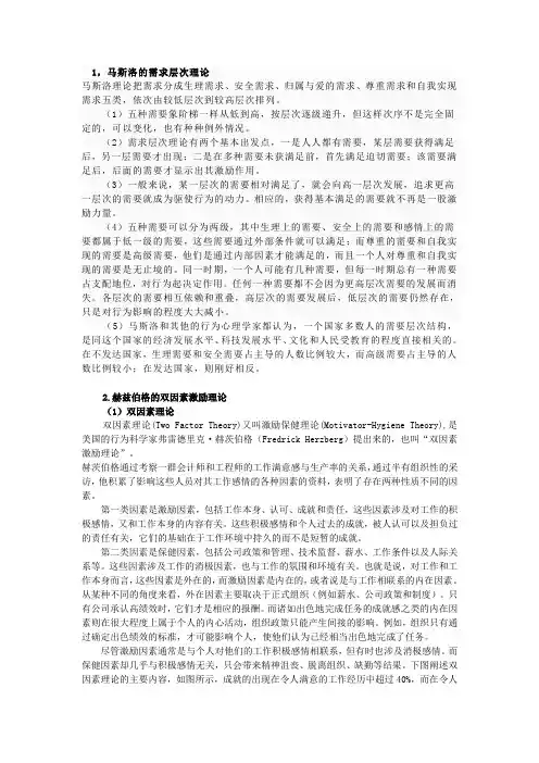马斯洛需求层次理论