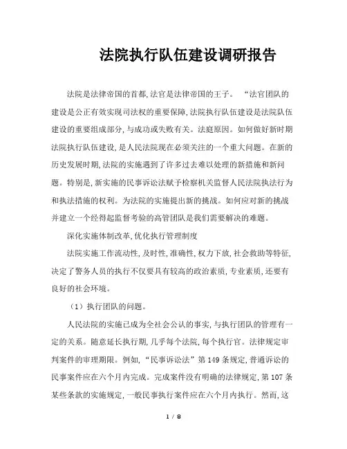 法院执行队伍建设调研报告