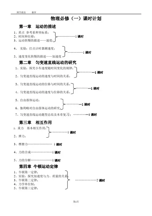 高中物理课时安排