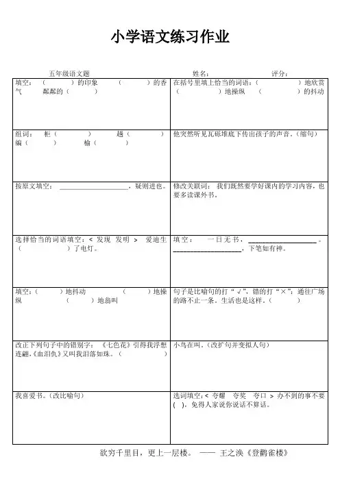 小学五年级语文课堂练习II (21)