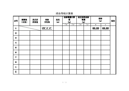 闭合导线计算表(Word)