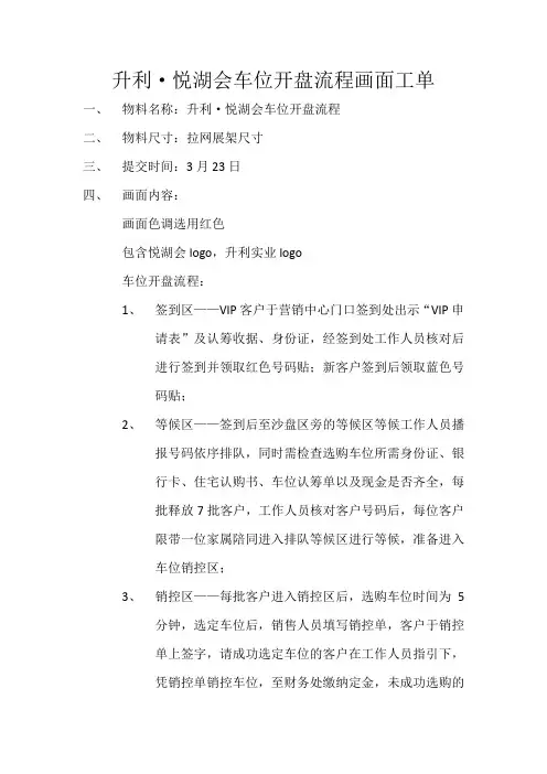 车位开盘流程