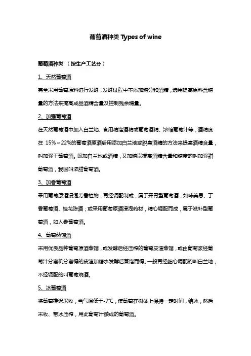 葡萄酒种类Types of wine