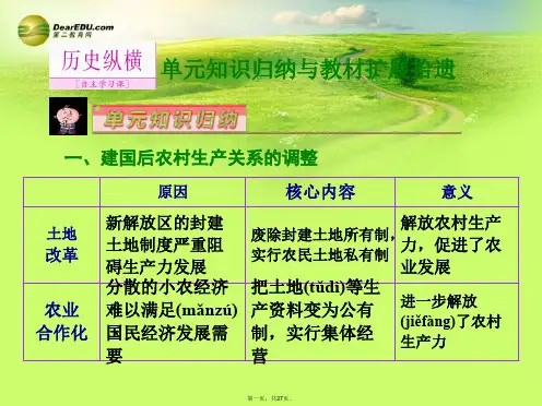 高考历史一轮总复习 历史纵横 第九单元 中国特色社会主义建设的道路单元知识归纳与教材扩展拾遗课件
