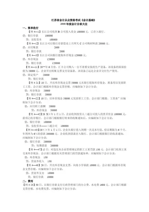 会计分录大全 2