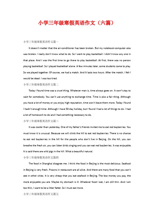 小学三年级寒假英语作文(六篇)