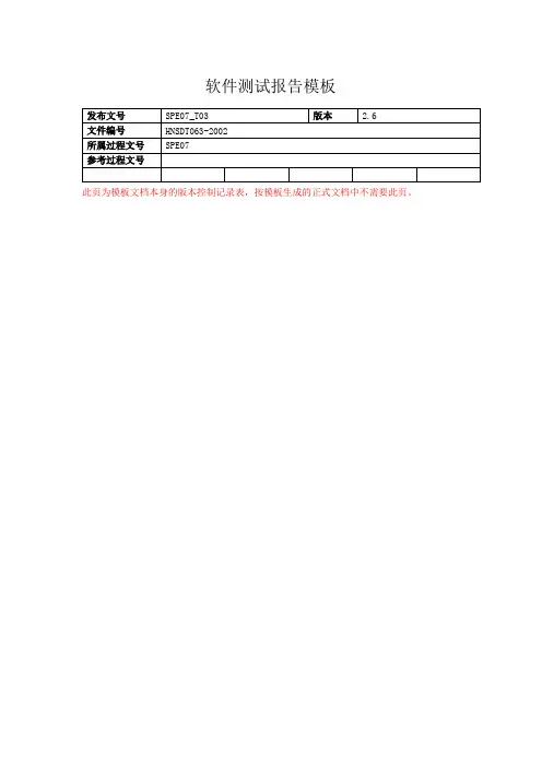 软件测试报告模板 2
