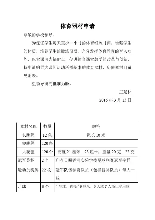 体育器材申请 2