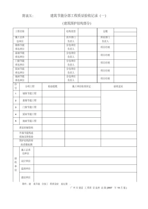建筑节能分部工程质量验收记录及纪要(表格)