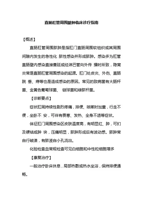 直肠肛管周围脓肿临床诊疗指南