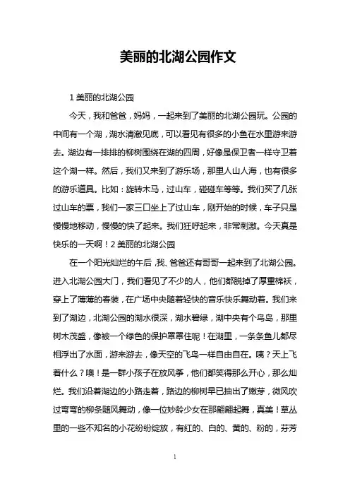 美丽的北湖公园作文