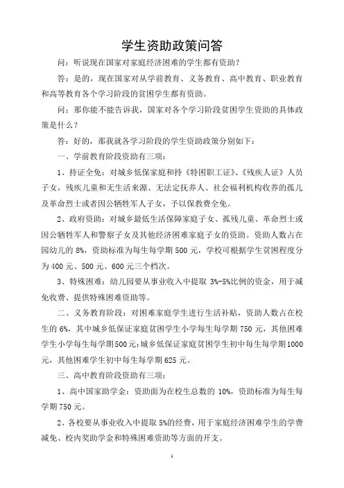 学生资助政策问答