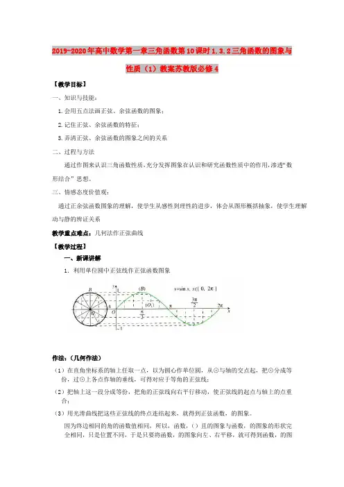 2019-2020年高中数学第一章三角函数第10课时1.3.2三角函数的图象与性质(1)教案苏教版必修4