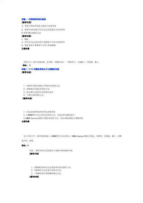 实验一 中药制剂的理化鉴别