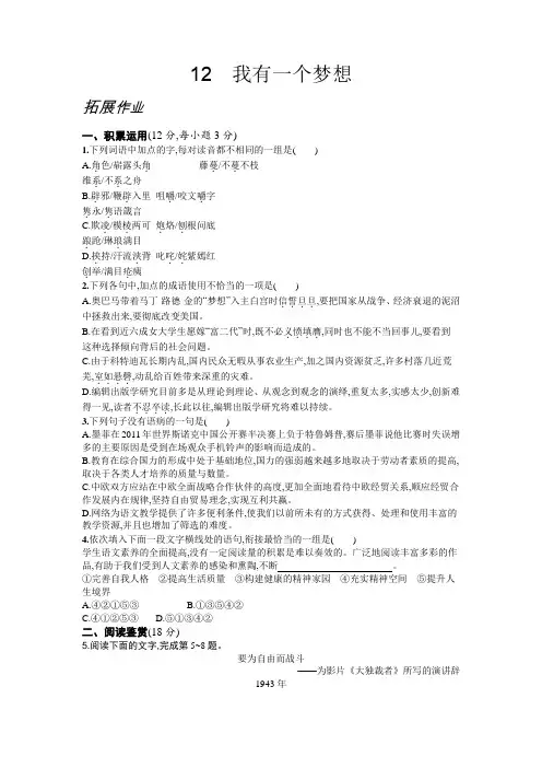 12我有一个梦想   经典练习