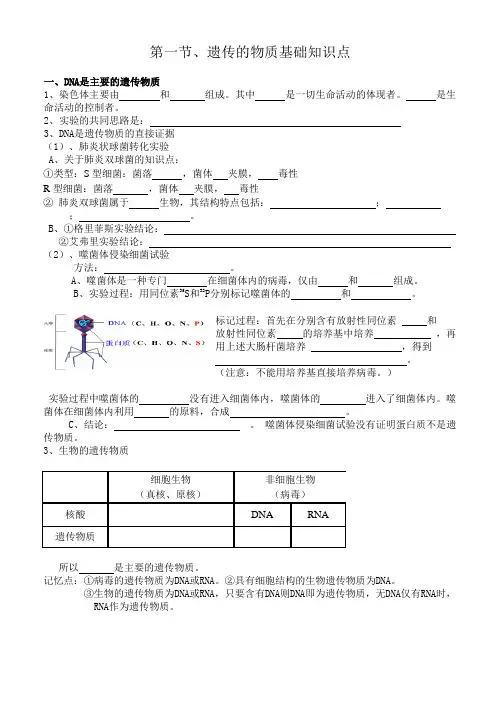 知识清单遗传的物质基础