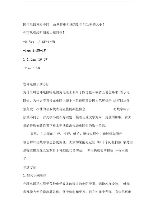 色环电阻识别方法和功率