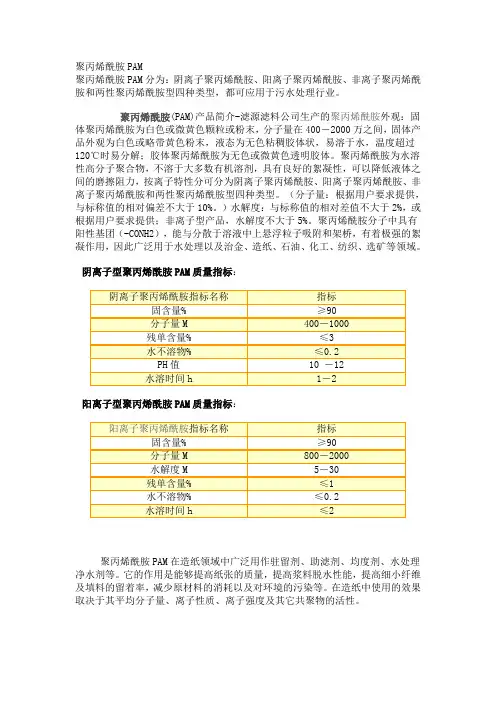 聚丙烯酰胺产品PAM