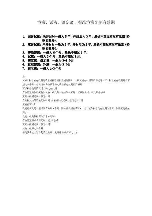 (完整word版)各种溶液有效期