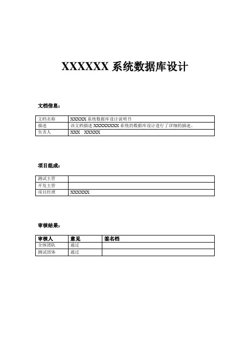 数据库设计模板