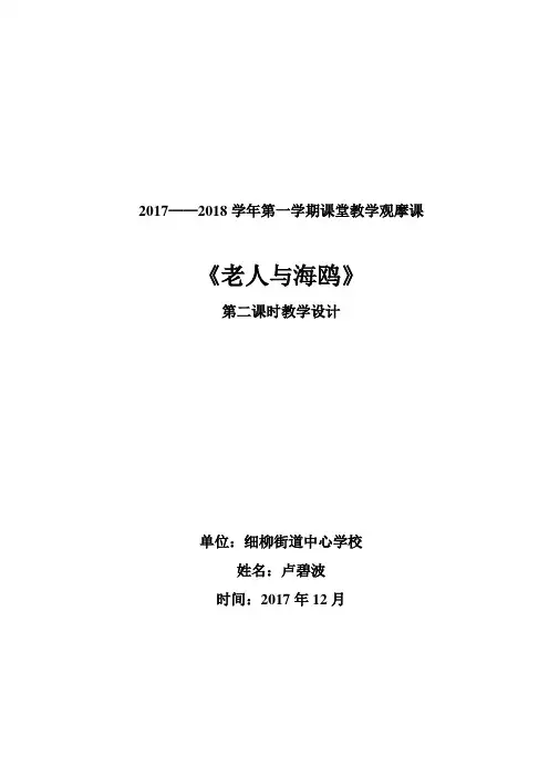 老人与海鸥公开课教学设计