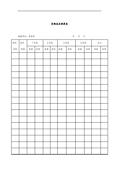 公司采购成本预算表