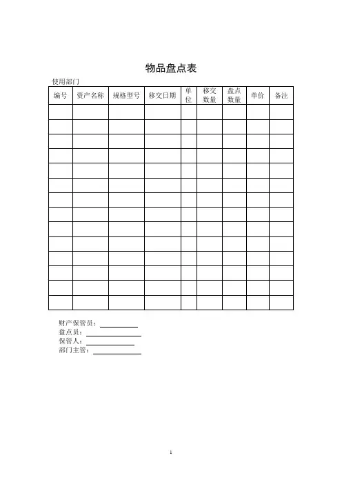物品盘点表