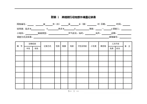 动物调查表