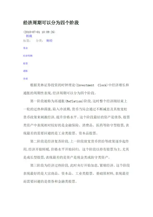 经济周期可以分为四个阶段