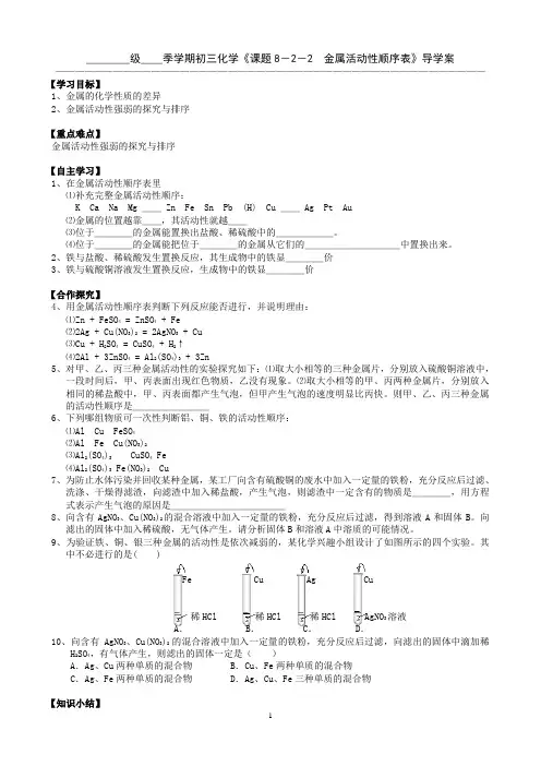 金属活动性顺序表