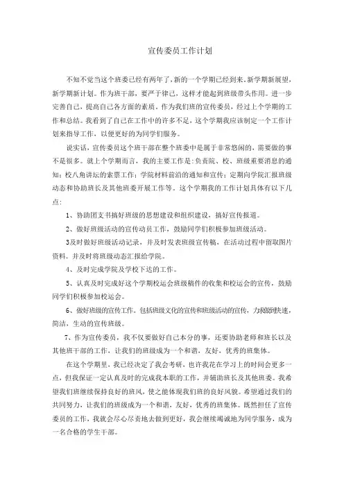 宣传委员工作计划 2