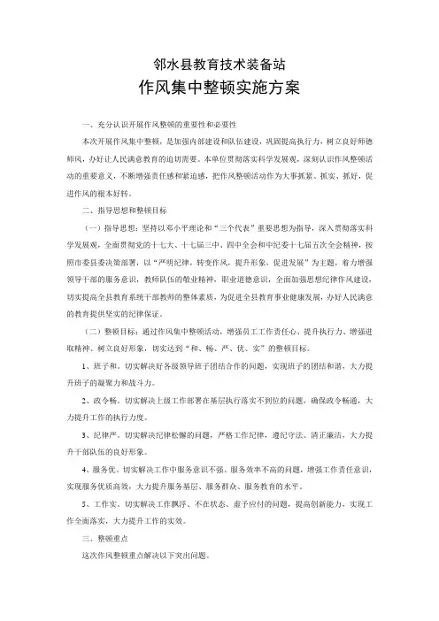 作风整顿实施方案