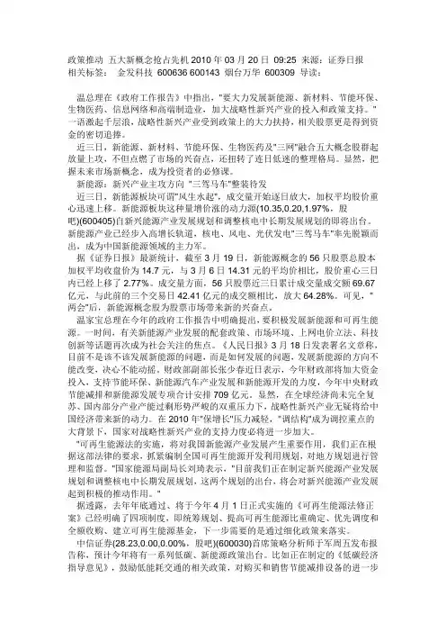 五大新兴产业股票分析