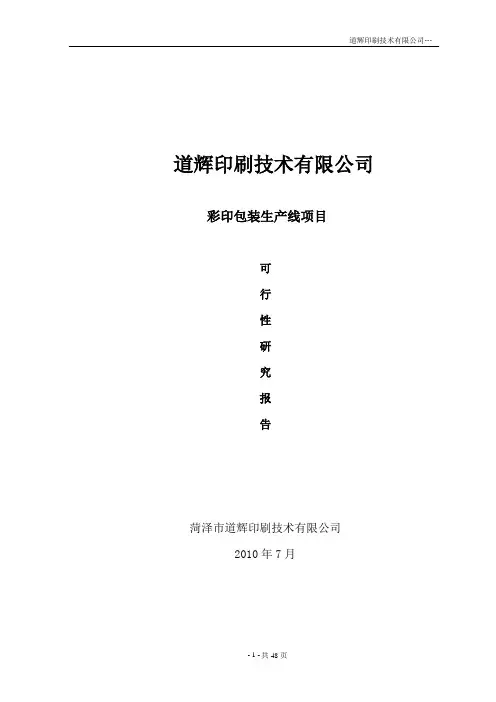 彩印包装生产项目可行性研究报告
