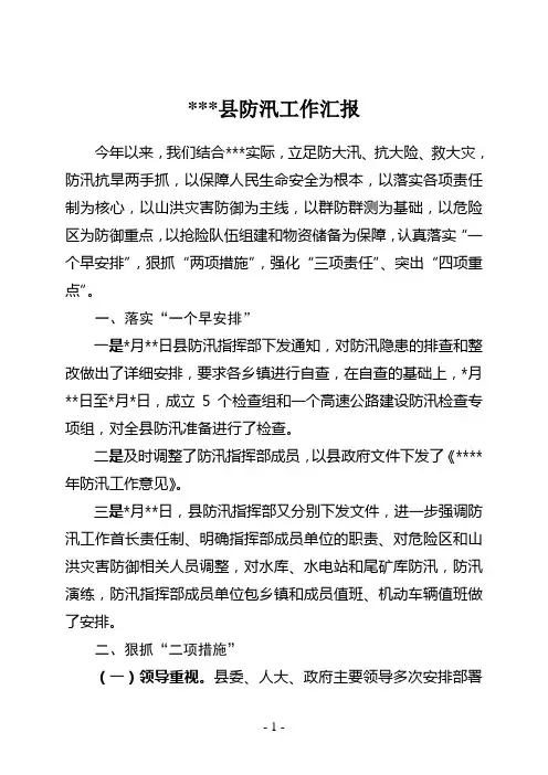 防汛工作汇报
