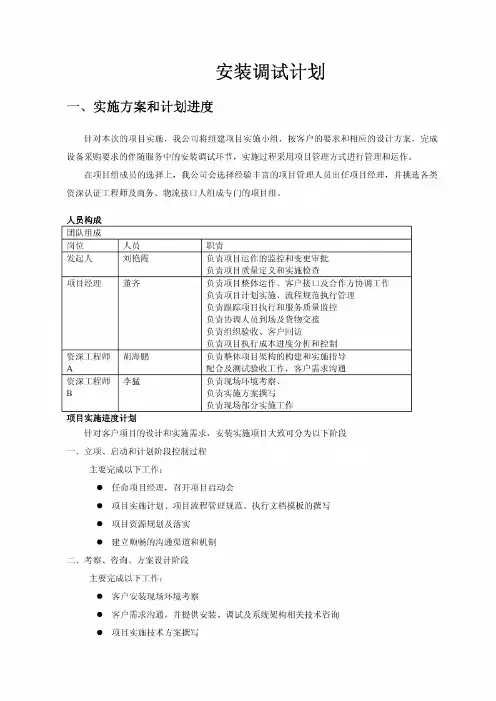 设备安装计划方案