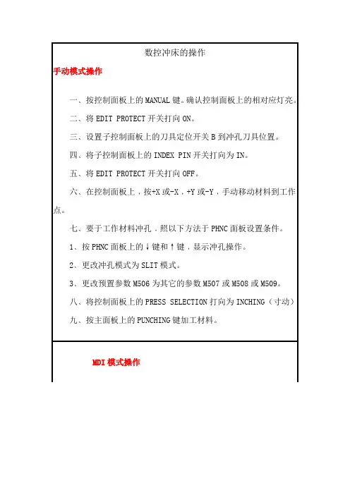 amada数控冲床面板及操作指导