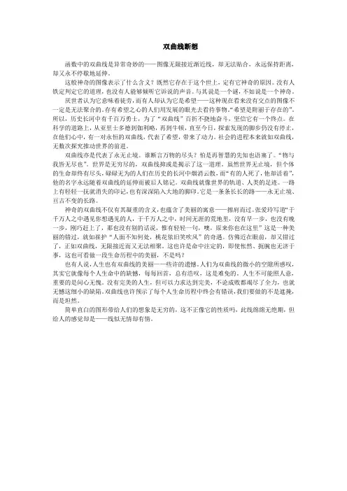 高中自命题作文《双曲线断想》