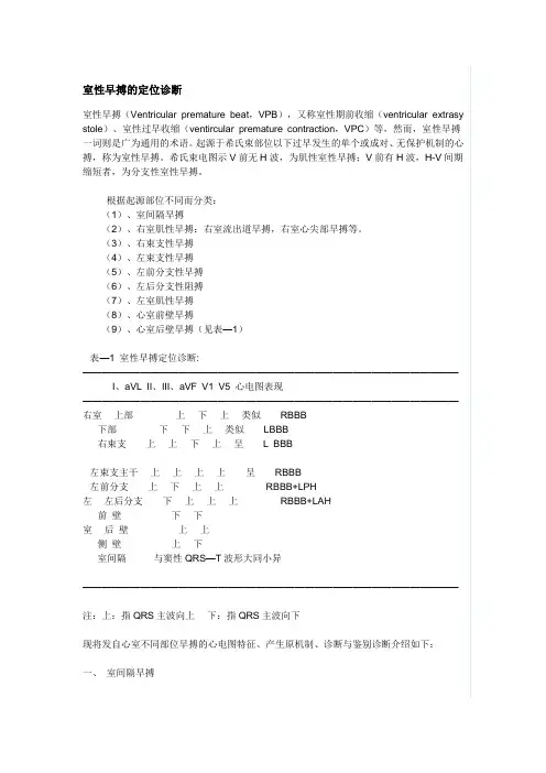 室性早搏的定位诊断