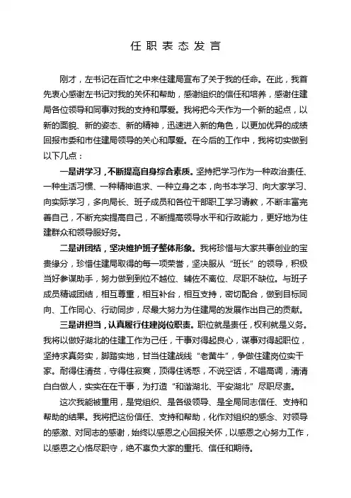 我的任职表态发言