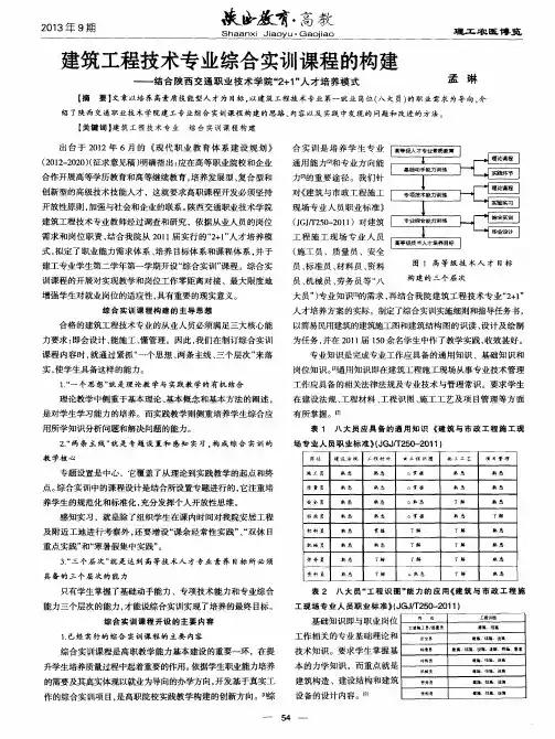 建筑工程技术专业综合实训课程的构建——结合陕西交通职业技术学院“2+1”人才培养模式