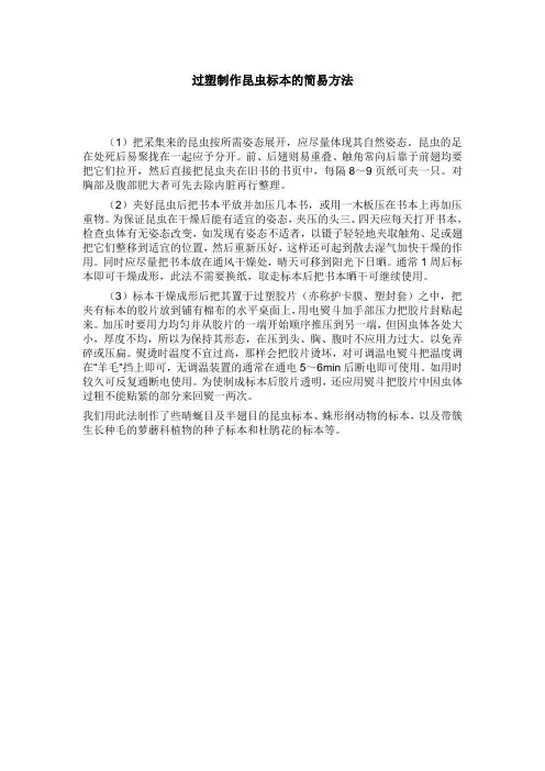 过塑制作昆虫标本的简易方法