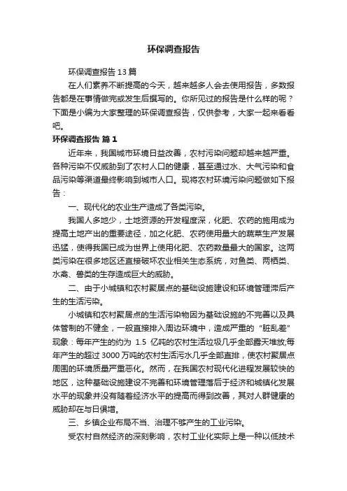 环保调查报告13篇