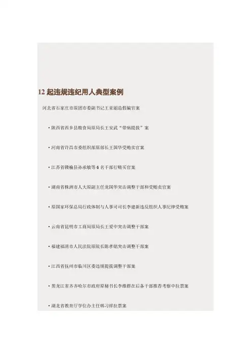 12起违规违纪用人典型案例