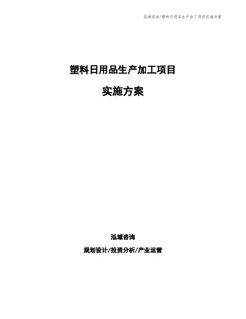塑料日用品生产加工项目实施方案