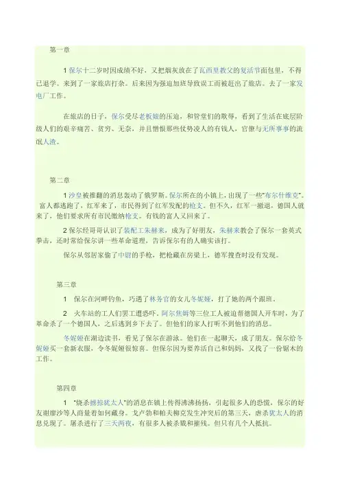 钢铁是怎样炼成的情节概括