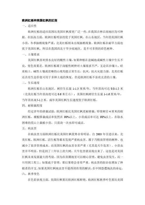 欧洲红栎和美国红枫的区别