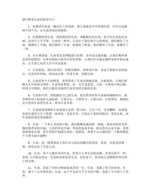 描写赞美生命的优美句子